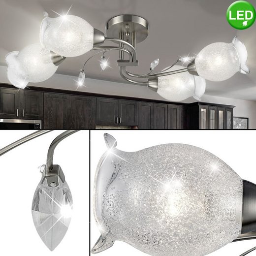 etc-shop Deckenleuchte, Decken Lampe Blumen Blätter Design Wohn Zimmer