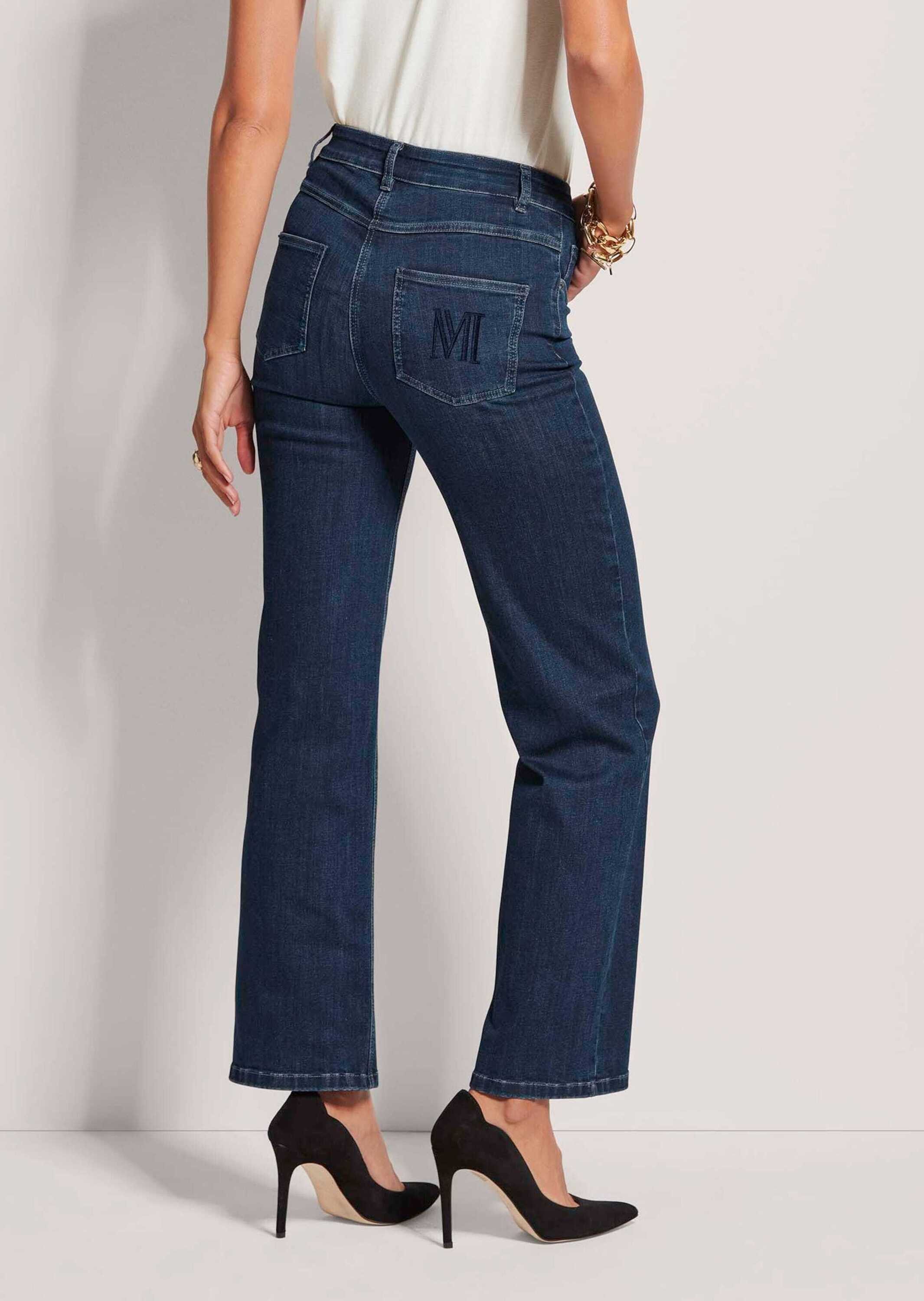 MADELEINE Gerade Jeans Schmale Jeans im Five-Pocket-Style Basichose mit Formbund, Gürtelschlaufen und Knöchellang