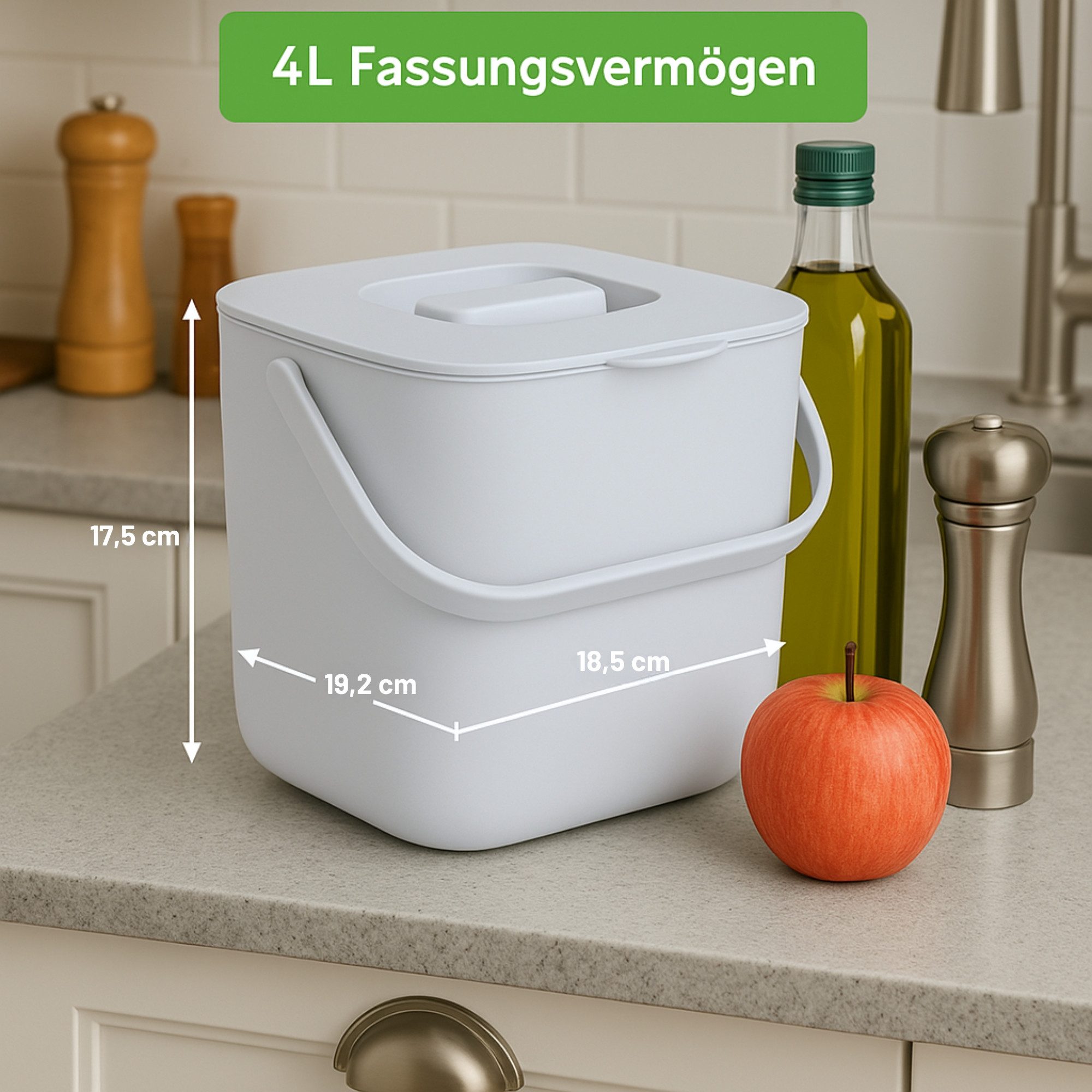 YourCasa Biomülleimer YourCasa® Biomülleimer Küche - Komposteimer für alltäglichen Biomüll, Mit Sieb, Spülmaschinenfest