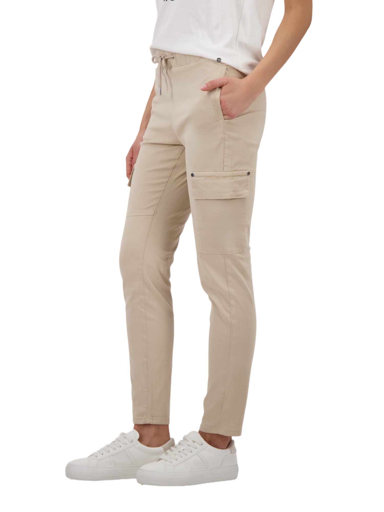 Monari Stoffhose natur, Freizeit, Lyocell, Unifarben, Slim Fit, Mittel