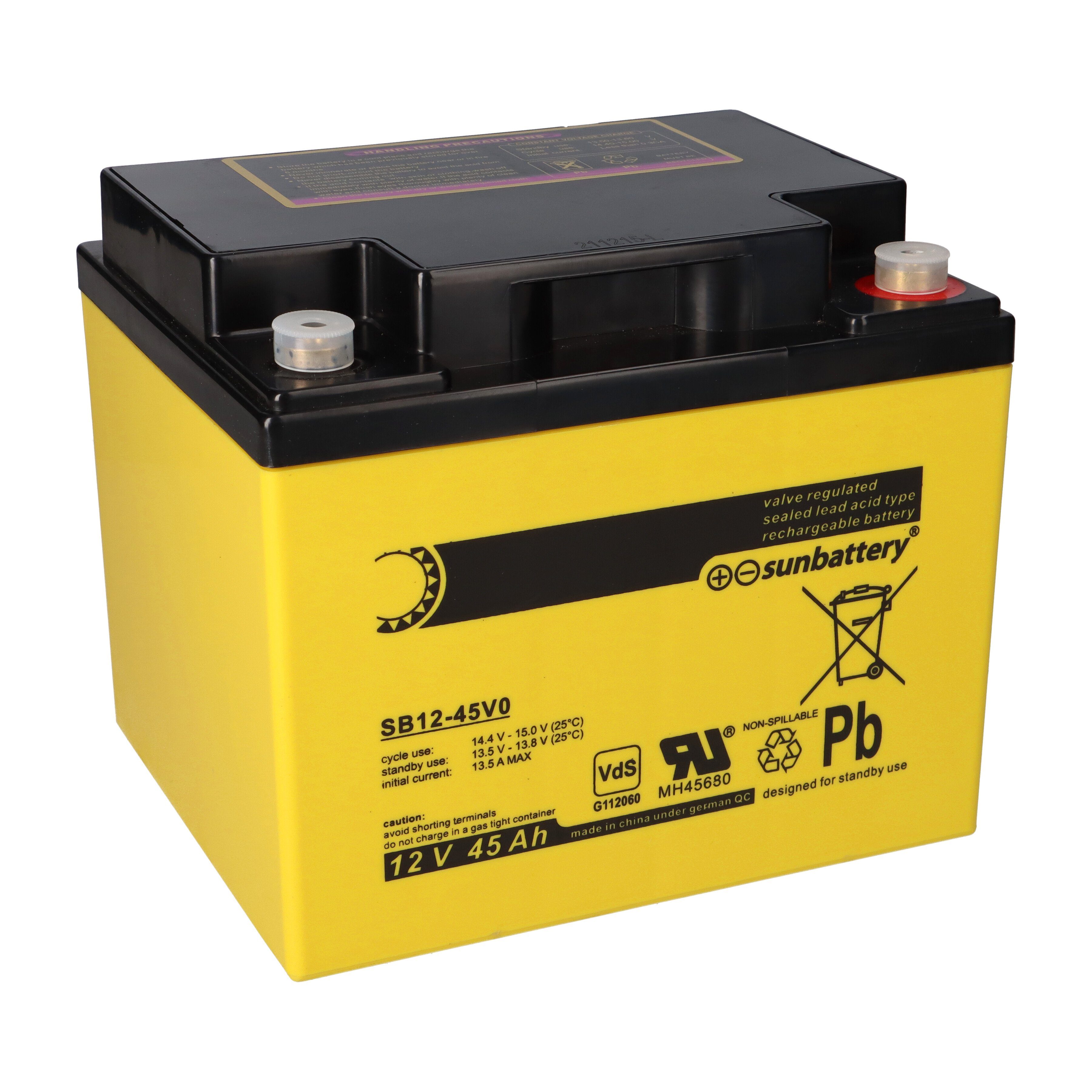 sunbattery Ersatzakku kompatibel mit Aritech BS132N 12V 45Ah Bleiakkus