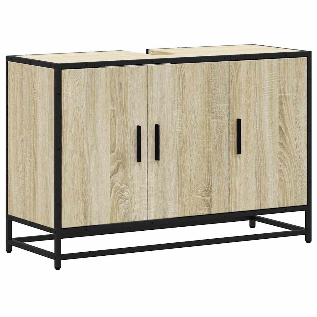 vidaXL Badezimmer-Set Waschbeckenunterschrank Sonoma-Eiche 90x33x60 cm günstig online kaufen