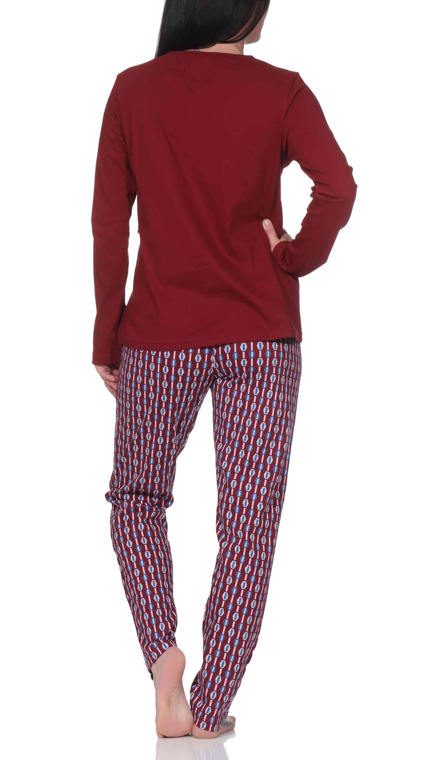 Normann Pyjama Normann Damen langarm Schlafanzug in eleganter Optik – Bild 3 von 4