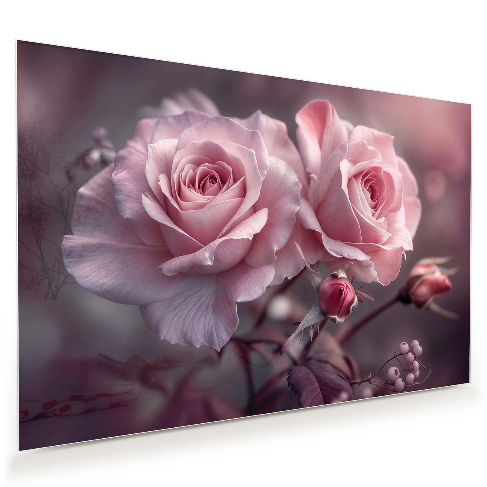 Primedeco Glasbild Wandbild Romantische Rosen mit Aufhängung, Blumen & Pfla günstig online kaufen
