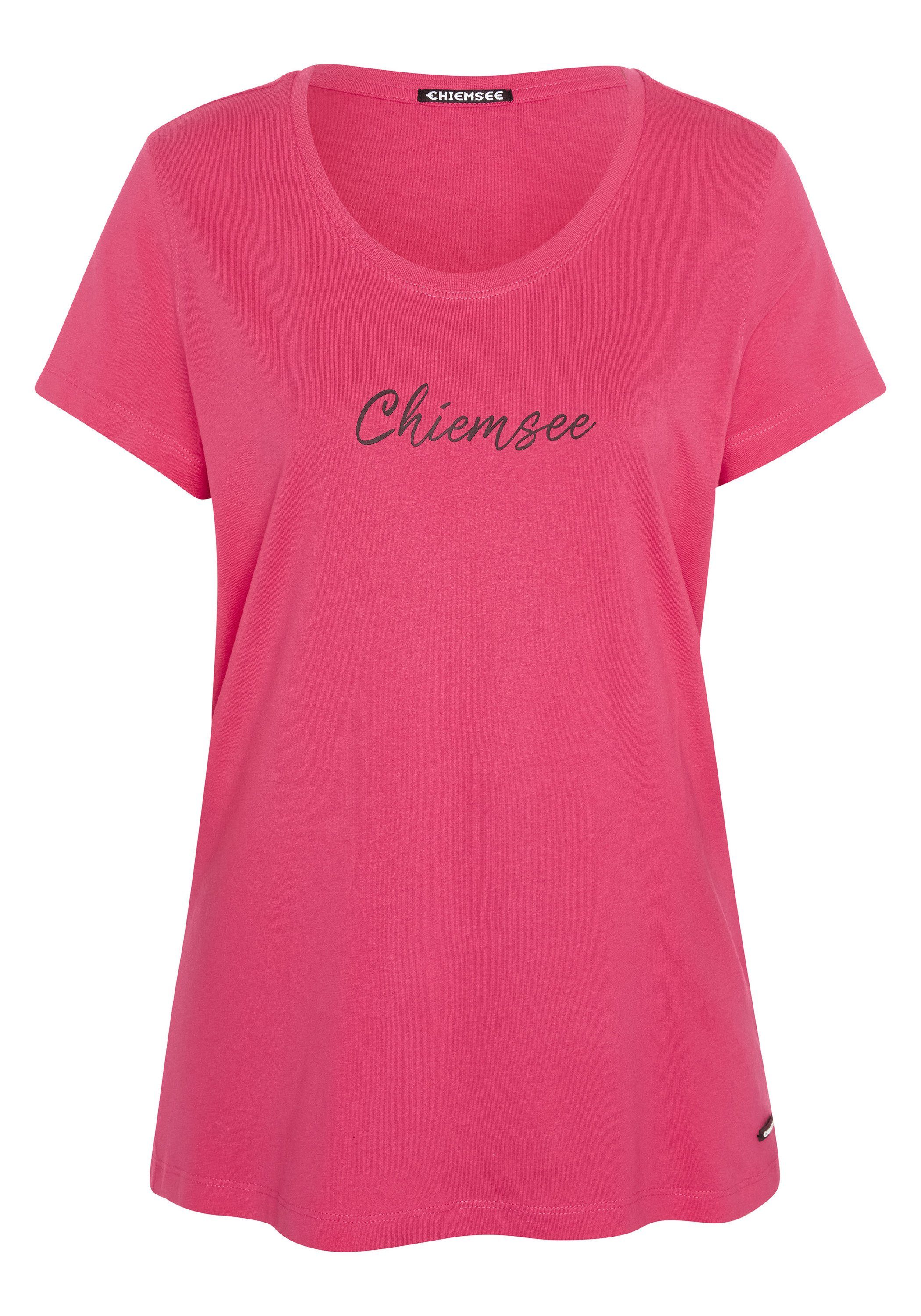 Chiemsee Print-Shirt T-Shirt im Label-Look 1 18-1754 Raspberry