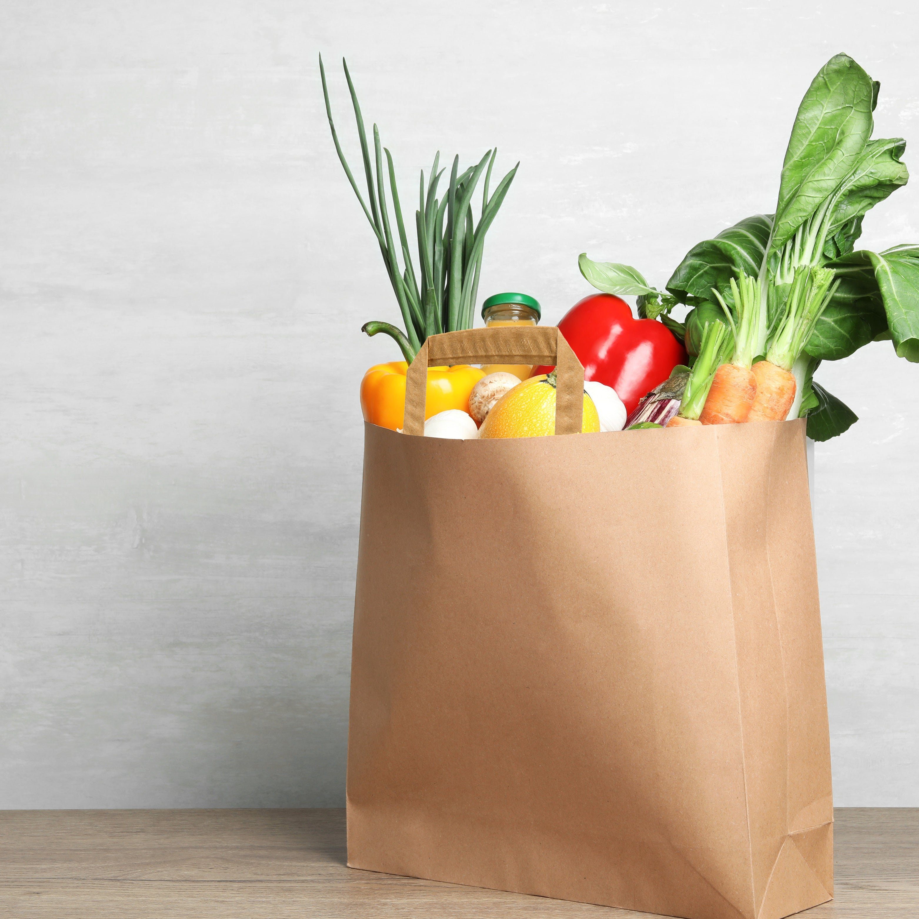 wisefood Einkaufsbeutel Papier Tragetasche mit Henkel - braun 22x10.5x30cm