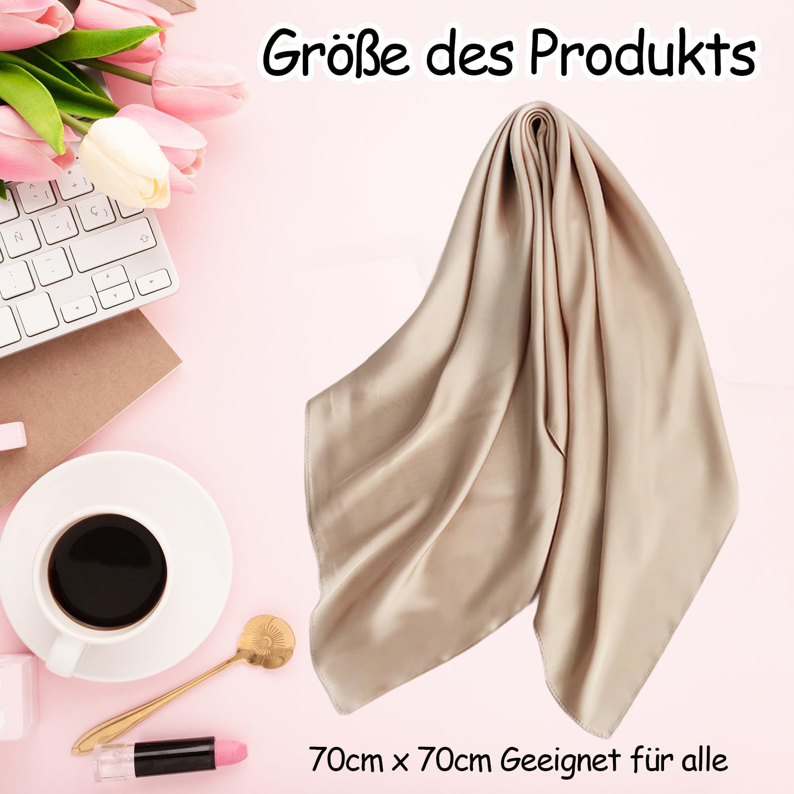 Zaewry Seidentuch Damen Seidentuch Leicht Seidenschal Bandana Halstuch Kopftuch, Elegante Schal Tuch Geschenk für Frauen – Bild 2 von 5