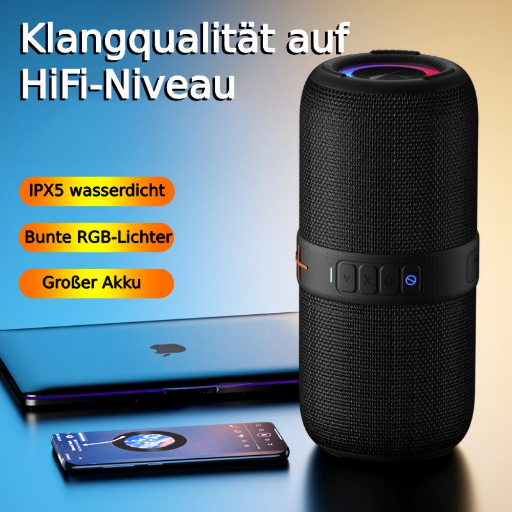 ibettertec Lautsprecher, Bluetooth-Lautsprecher Bluetooth-Lautsprecher (40 W, Bluetooth, Kabellos, IPX5 wasser- und staubdicht, RGB-Modus)