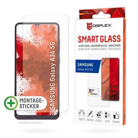 Displex Smart Glass für Galaxy A34 5G, Displayschutzglas, Displayschutzfolie Displayschutz kratzer-resistent 9H unzerbrechlich
