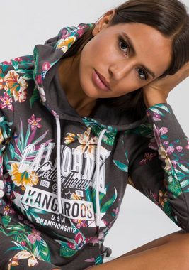 KangaROOS Kapuzensweatshirt mit coolem Floral-Alloverprint & Logo-Print im College-Look