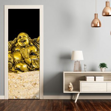 wandmotiv24 Türtapete Goldener Buddha im Zen-Kreis, glatt, Fototapete, Wandtapete, Motivtapete, matt, selbstklebende Dekorfolie