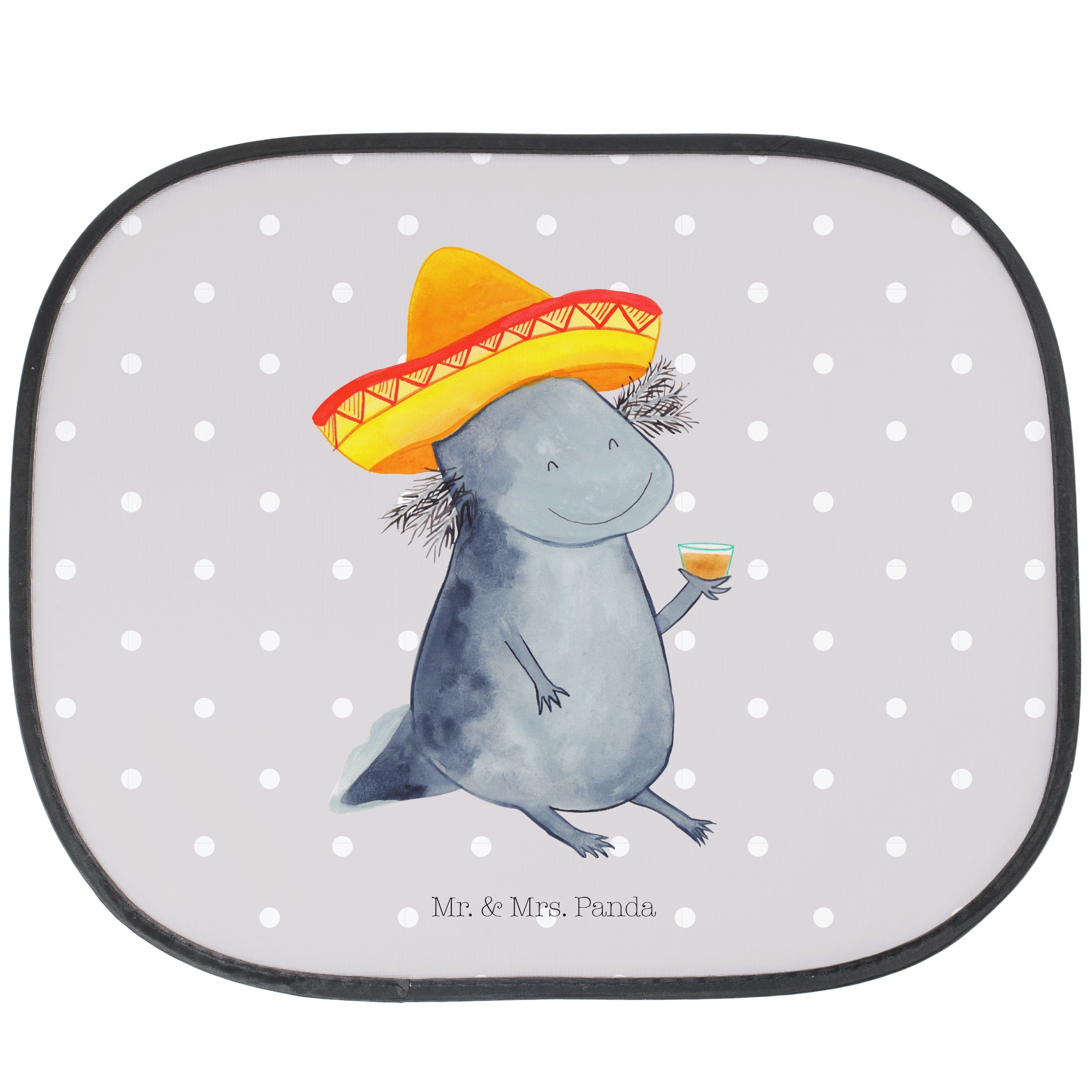 Sonnenschutz Axolotl Tequila - Grau Pastell - Geschenk, Sonne Auto, Schwanzlurch, Mr. & Mrs. Panda, Seidenmatt | Fensterfolien