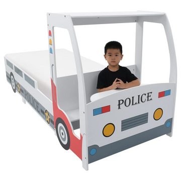 vidaXL Kinderbett Polizeiauto-Kinderbett mit Memory-Schaum-Matratze 90200 cm
