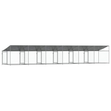 vidaXL Hundezwinger Hundezwinger mit Dach und Türen Grau 12x2x2 m Verzinkter Stahl