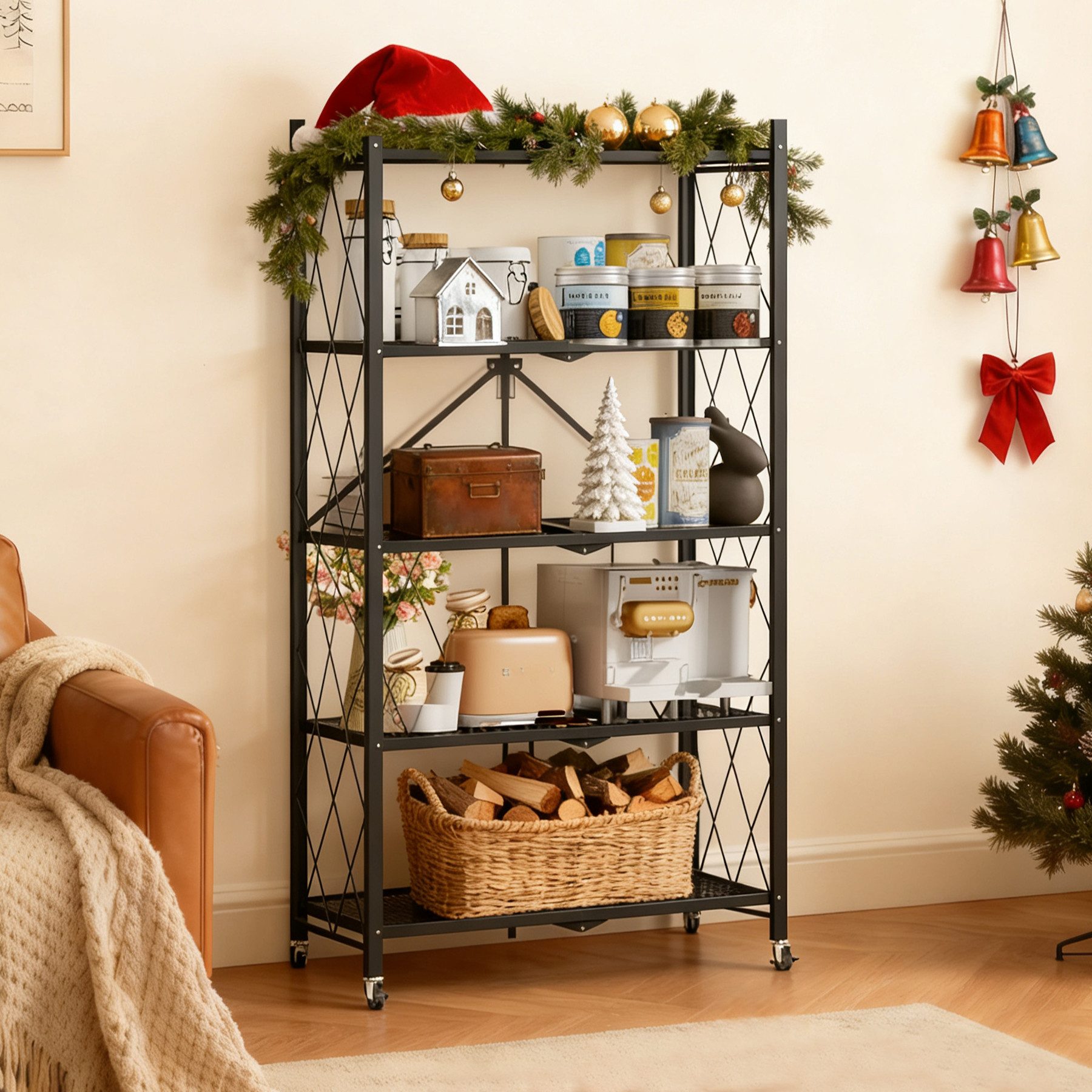 HomeMiYN Mehrzweckregal Klappregal mit Rollen Bücher Küchenregal Platzspare günstig online kaufen