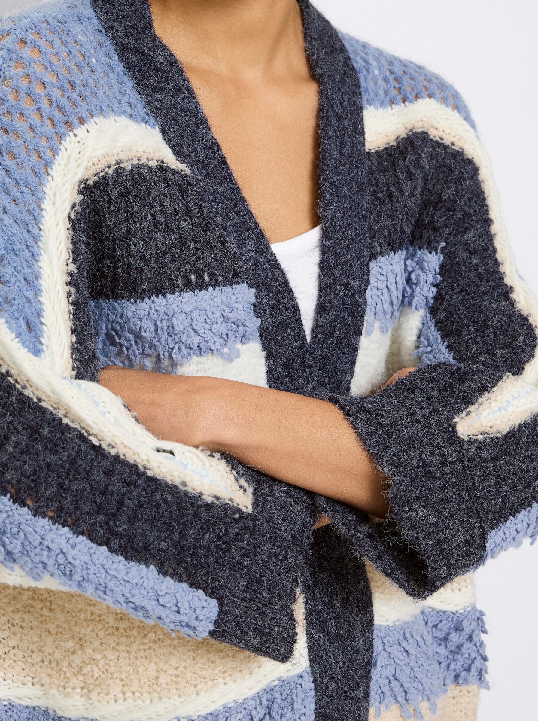 heine Strickjacke Strickjacke 3/4-Arm Ajourstrick – Bild 4 von 5