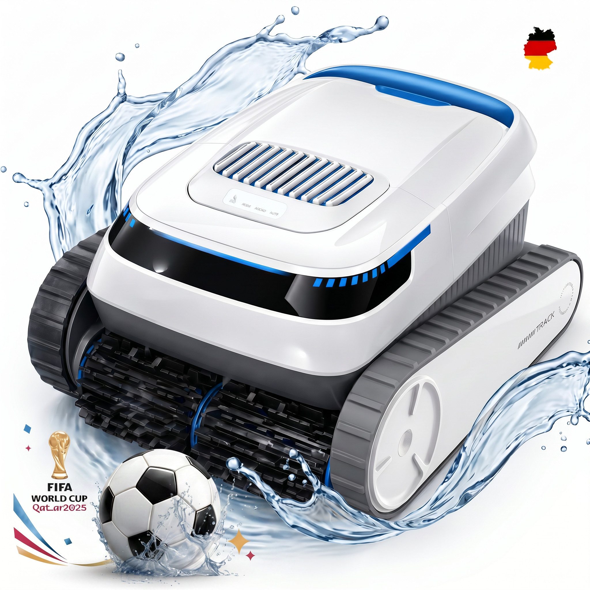 AIRROBO Poolroboter Poolsauger Akku Poolroboter für Boden Wand Wasserlinie bis 200m² Pools, Kabellos Poolsauger 60kpa/5200mAh 120min für Aufstellpool & Einbaupool