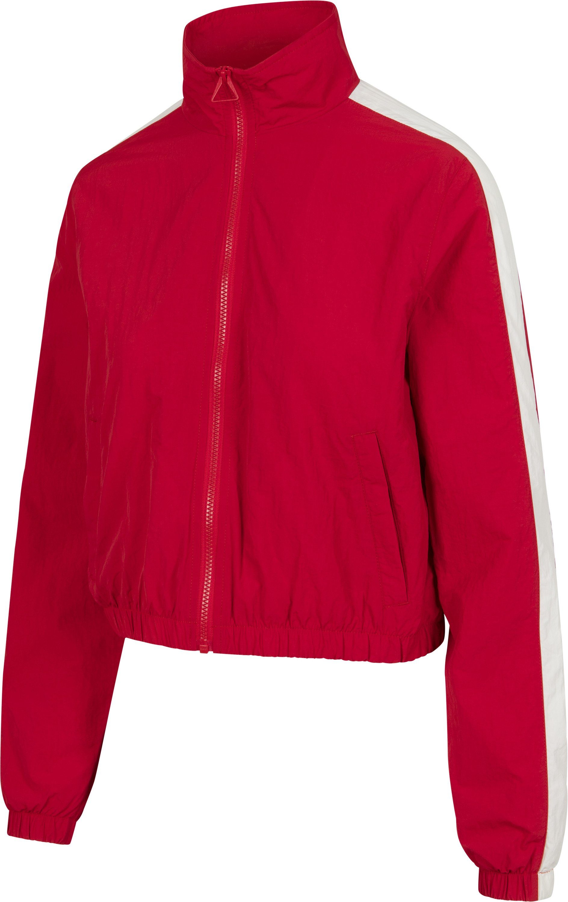 URBAN CLASSICS Outdoorjacke Damen Ladies Short Striped Crinkle Track Jacket (1-St) red/white