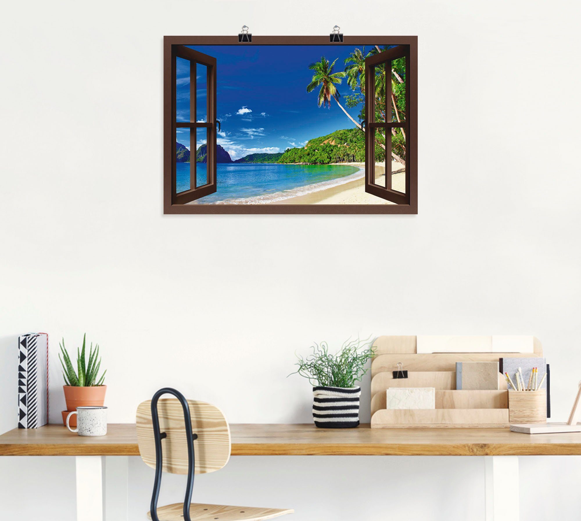 St), versch. in Alubild, Paradies, oder (1 Poster als Leinwandbild, Größen Wandbild Fensterblick Artland Wandaufkleber Fensterblick