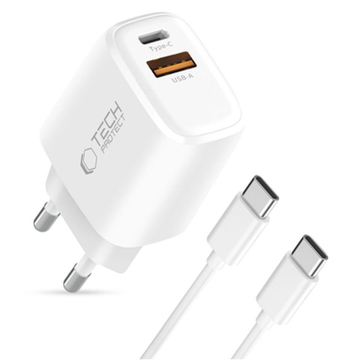 TECH PROTECT Tech Protect NCA45W GAN 2 Port 45W WandLadegerät mit USB-C Smartphone-Ladegerät