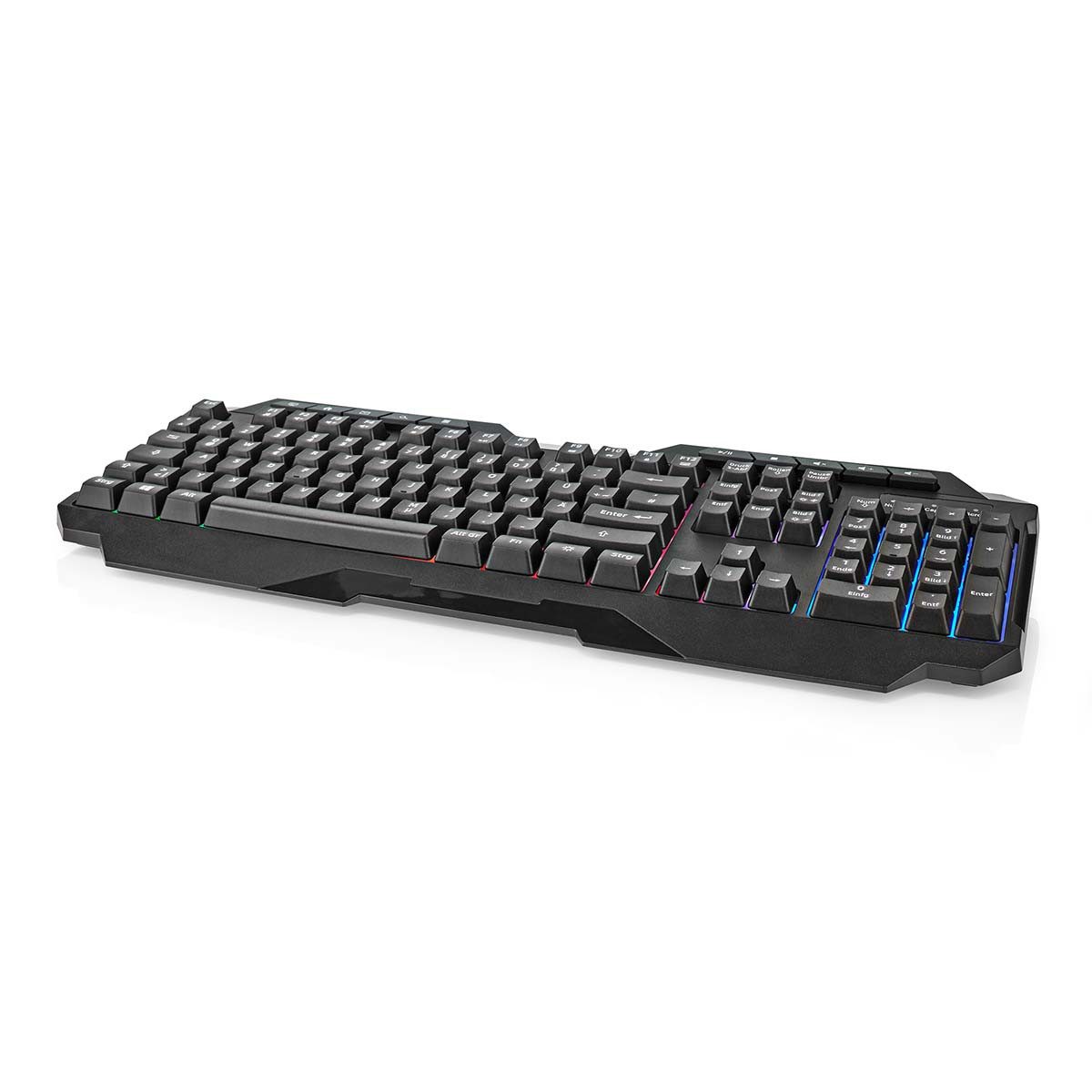 Nedis GKBD110BKDE Gaming-Tastatur (Gaming-Tastatur, LED-Beleuchtung, leise Tasten, Multimedia-Funktion)