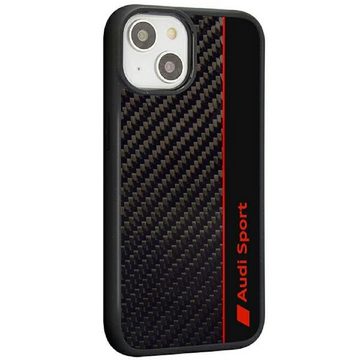 Audi Handyhülle Case iPhone 14 Carbon Optik schwarz rot 6,1 Zoll, Kantenschutz