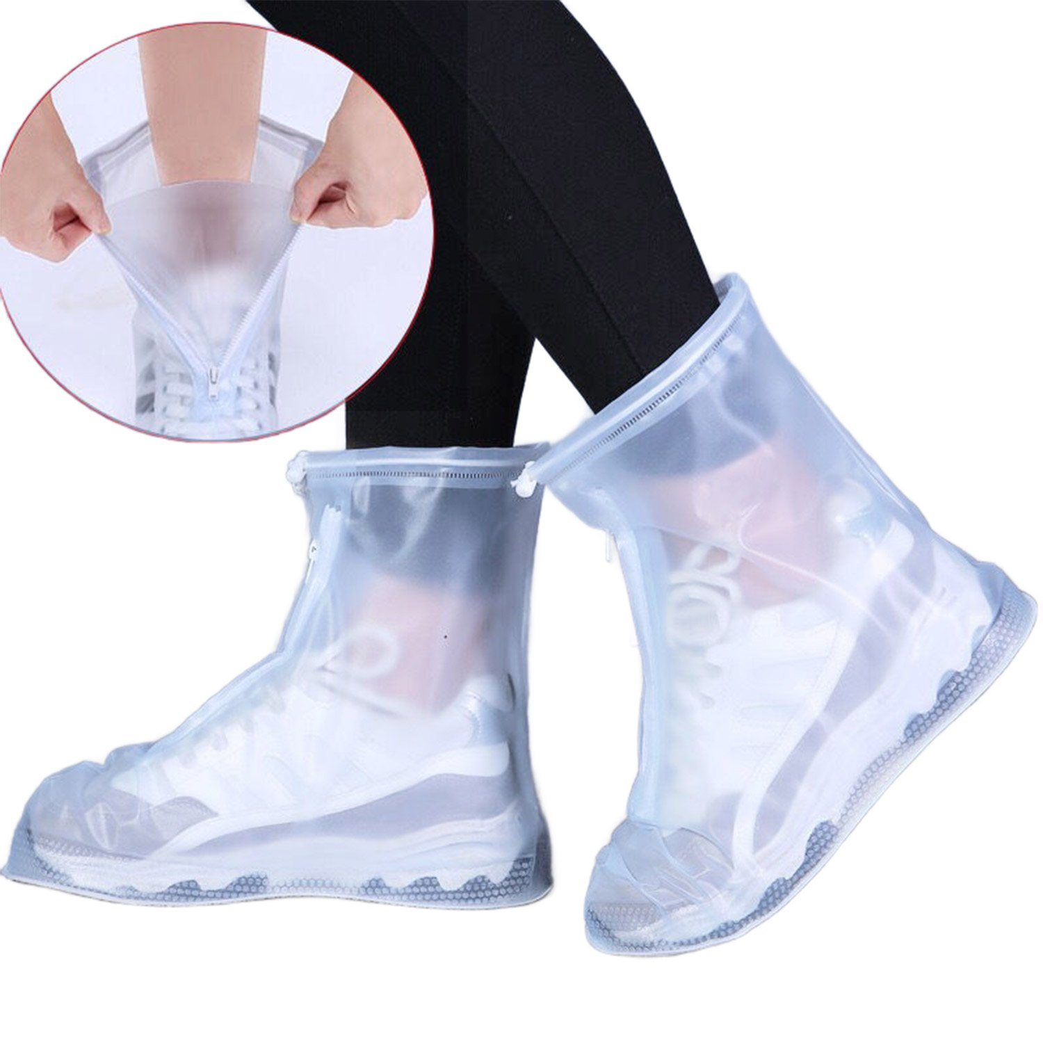 Daisred Schuhüberzieher Wasserdicht Regenschutz Überzieher Schuhe Weiß