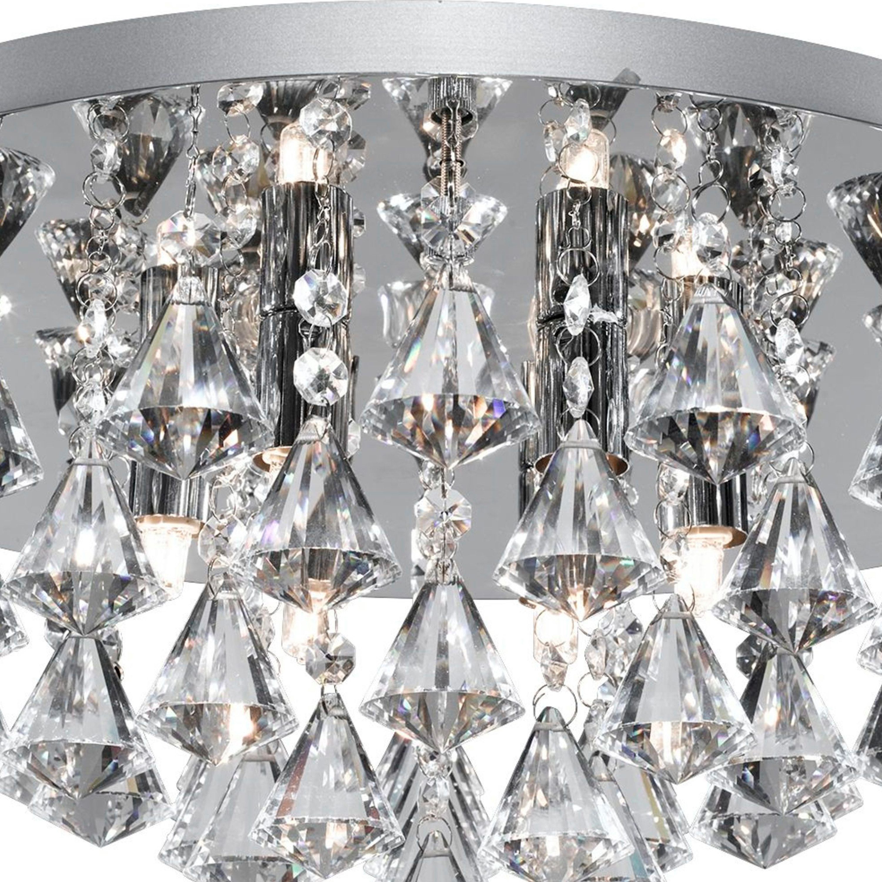 Searchlight Deckenleuchte Hanna 6Lt Flush - Chrome Metal & Clear Crystal, Leuchtmittel wechselbar