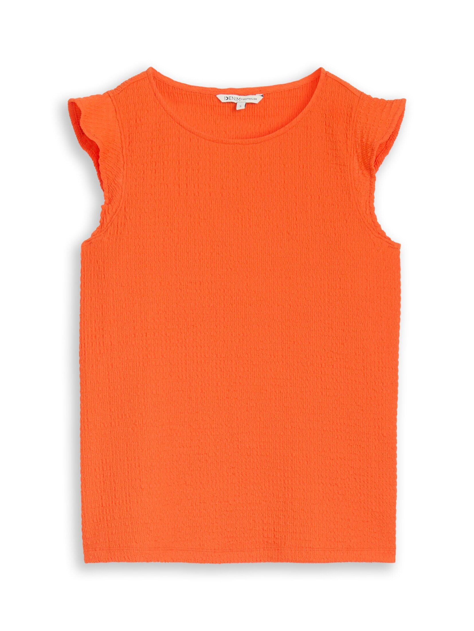 TOM TAILOR Denim Trägertop T-Shirt Loose Fit Crinkle Top mit Volants