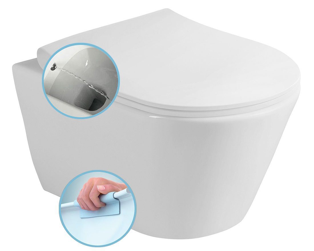 Sapho Tiefspül-WC AVVA CLEANWASH Hänge-WC mit Bidetbrause, Rimless, 35,5x53cm, Weiß, Sapho-100312