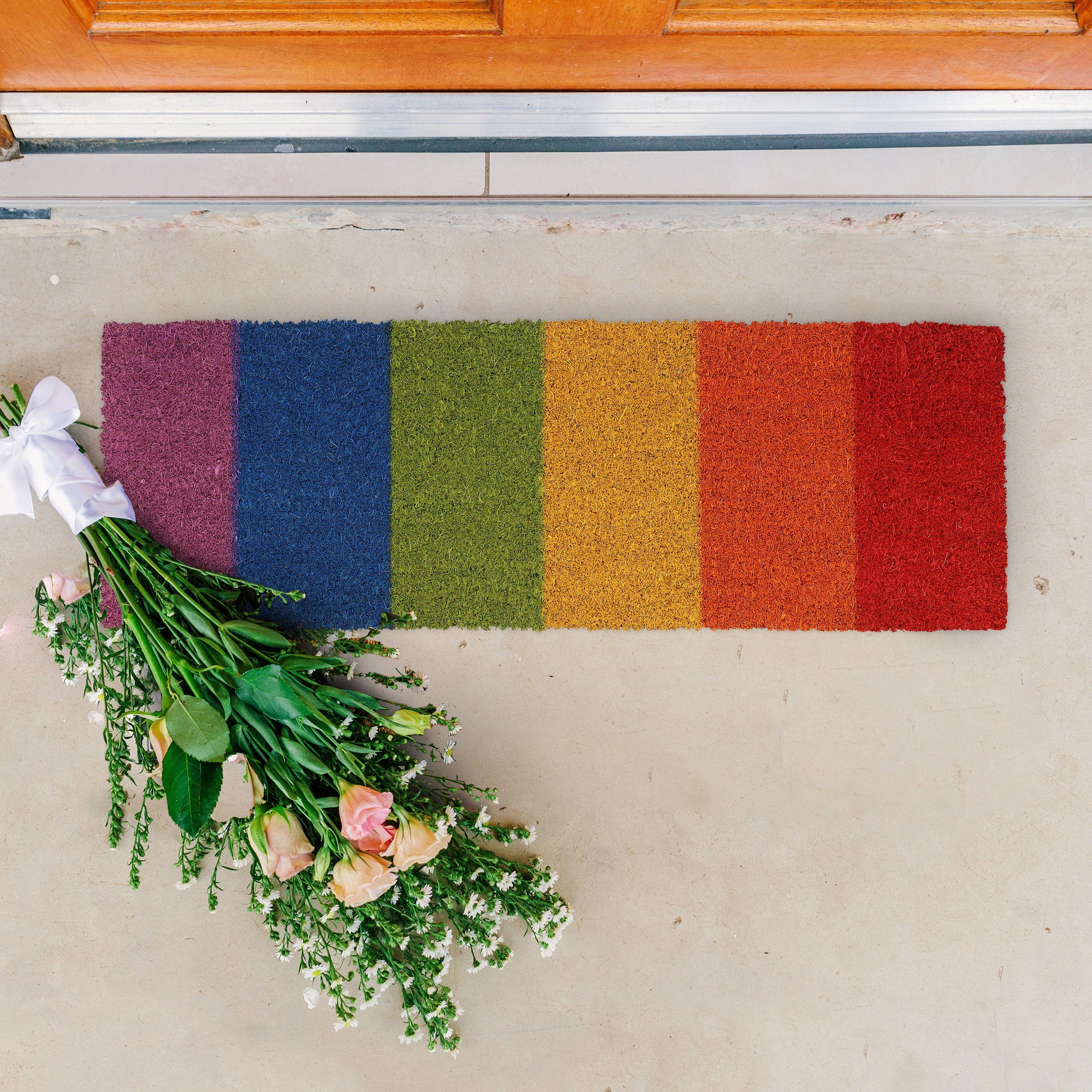 relaxdays Fußmatte Kokos Fußmatte Regenbogen, Höhe: 15 mm günstig online kaufen