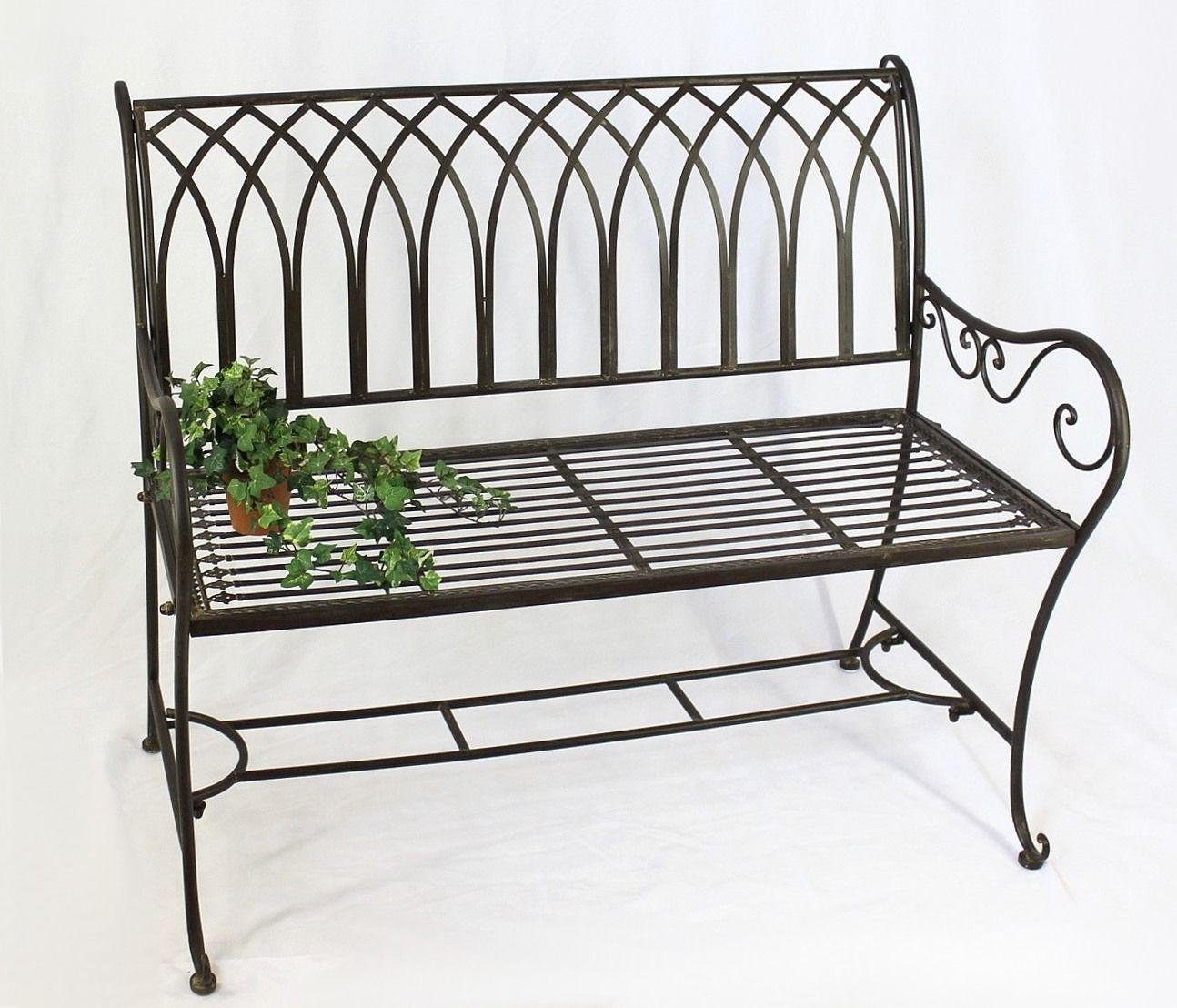 DanDiBo Gartenbank Metall Wetterfest Braun 110 cm Parkbank Romina 2-Sitzer