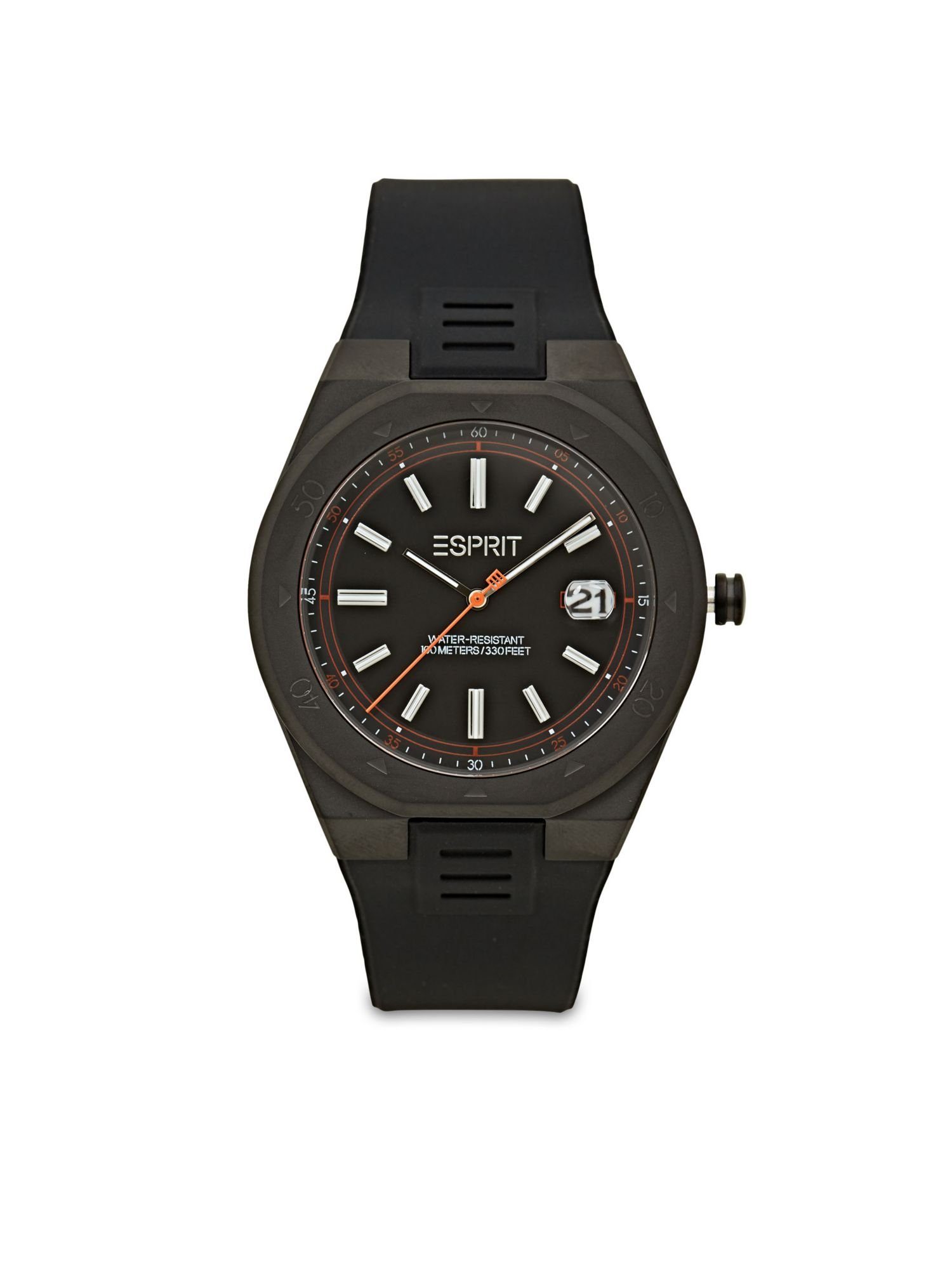 Esprit Quarzuhr Uhr mit Silikon-Armband, Esprit Uhr ES1G305P0085 Herren  Schwarz