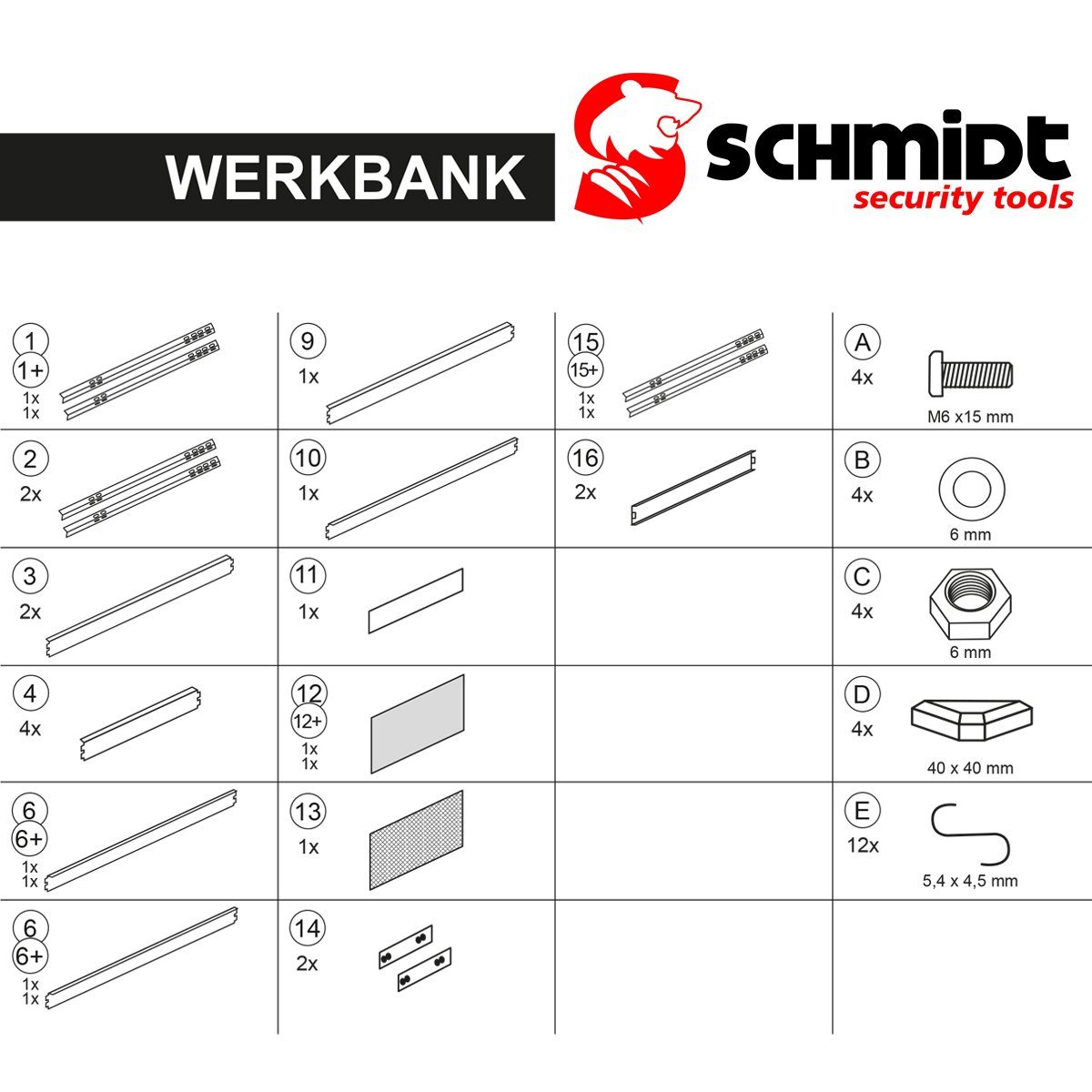 Lochwand Werktisch Arbeitstisch Werkbank 140x90x48cm SCHMIDT tools Werkzeugwand Werkzeugbank security