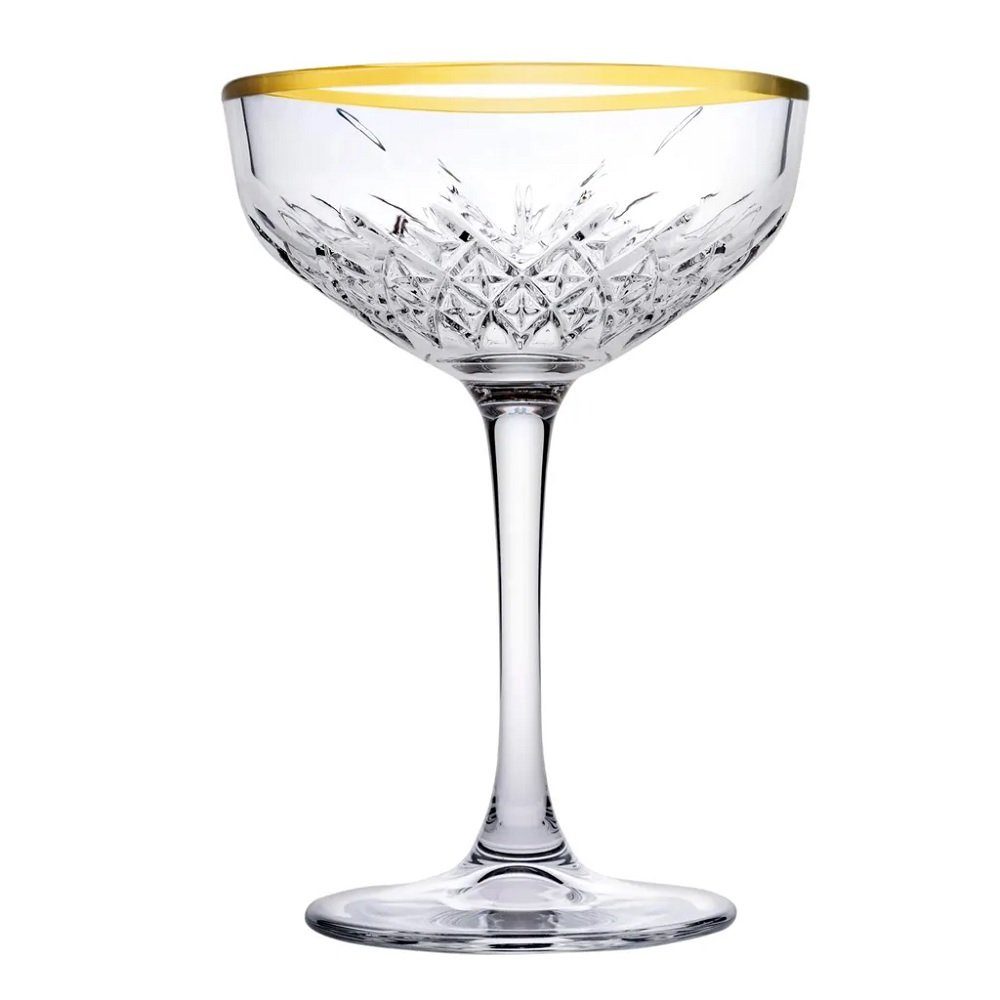 Pasabahce Cocktailglas Pasabahce Timeless Golden Touch Sekt/Cocktailschale 4er Set, Glas