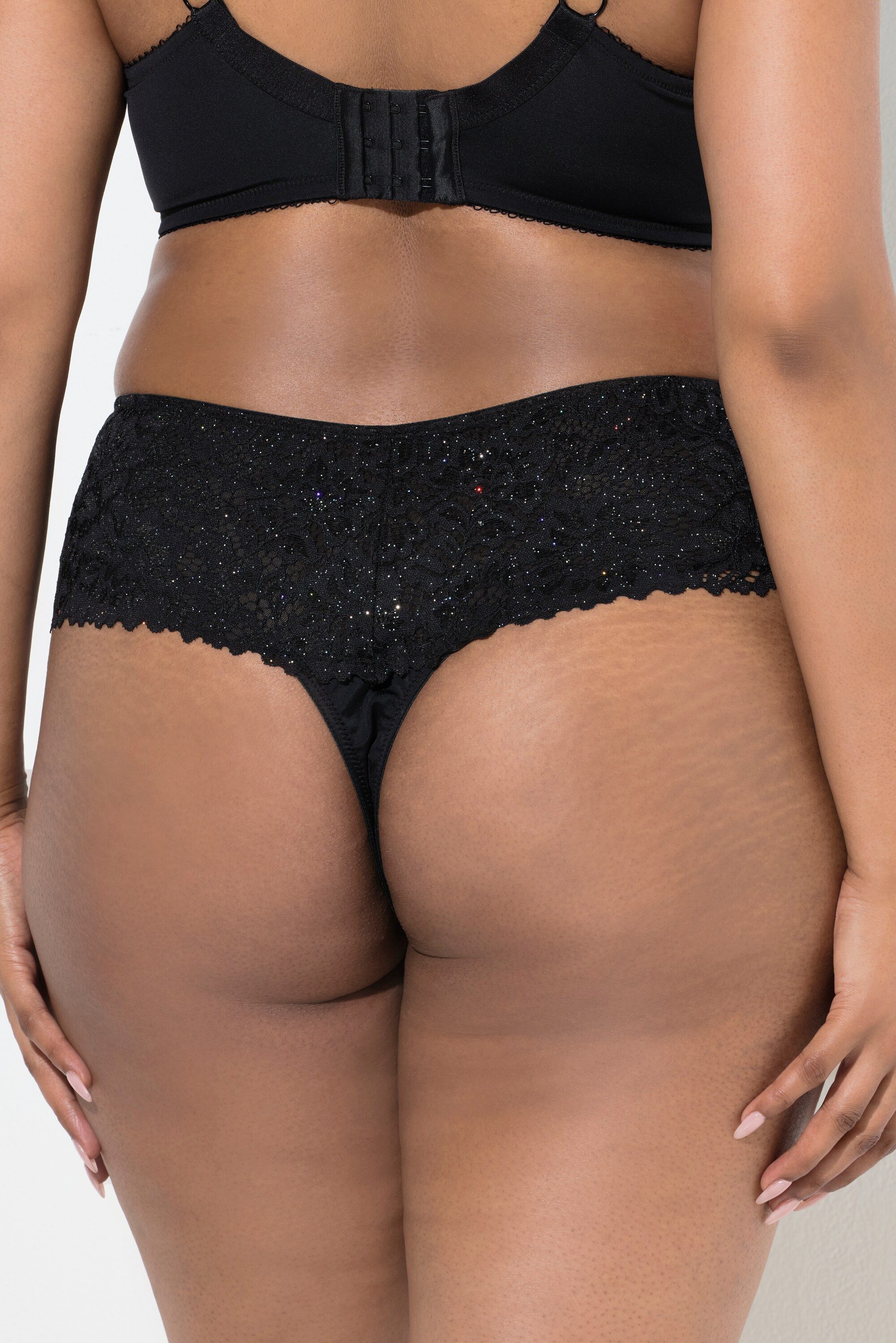 Ulla Popken Slip TRUYOU String-Panty glitzernde Spitze Mikrofaser