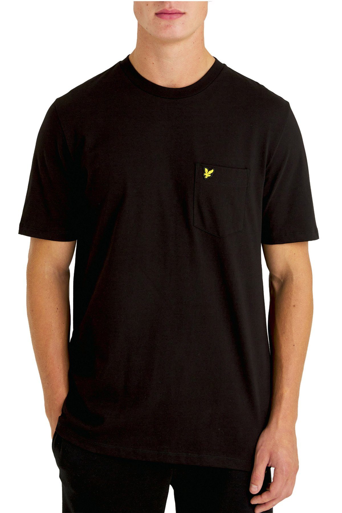 Lyle & Scott T-Shirt Baumwolle, Mit Logo, Rundhalsausschnitt Und Tasche Schwarz