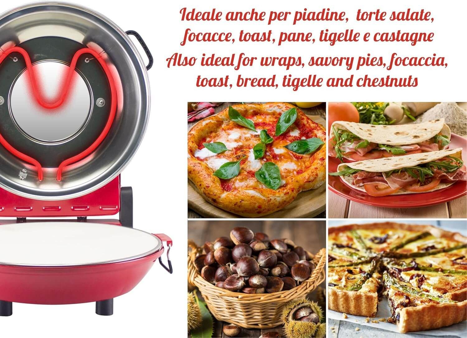 Beper Pizzaofen Beper P101CUD301 Pizzaofen mit Bullauge – Bild 3 von 5
