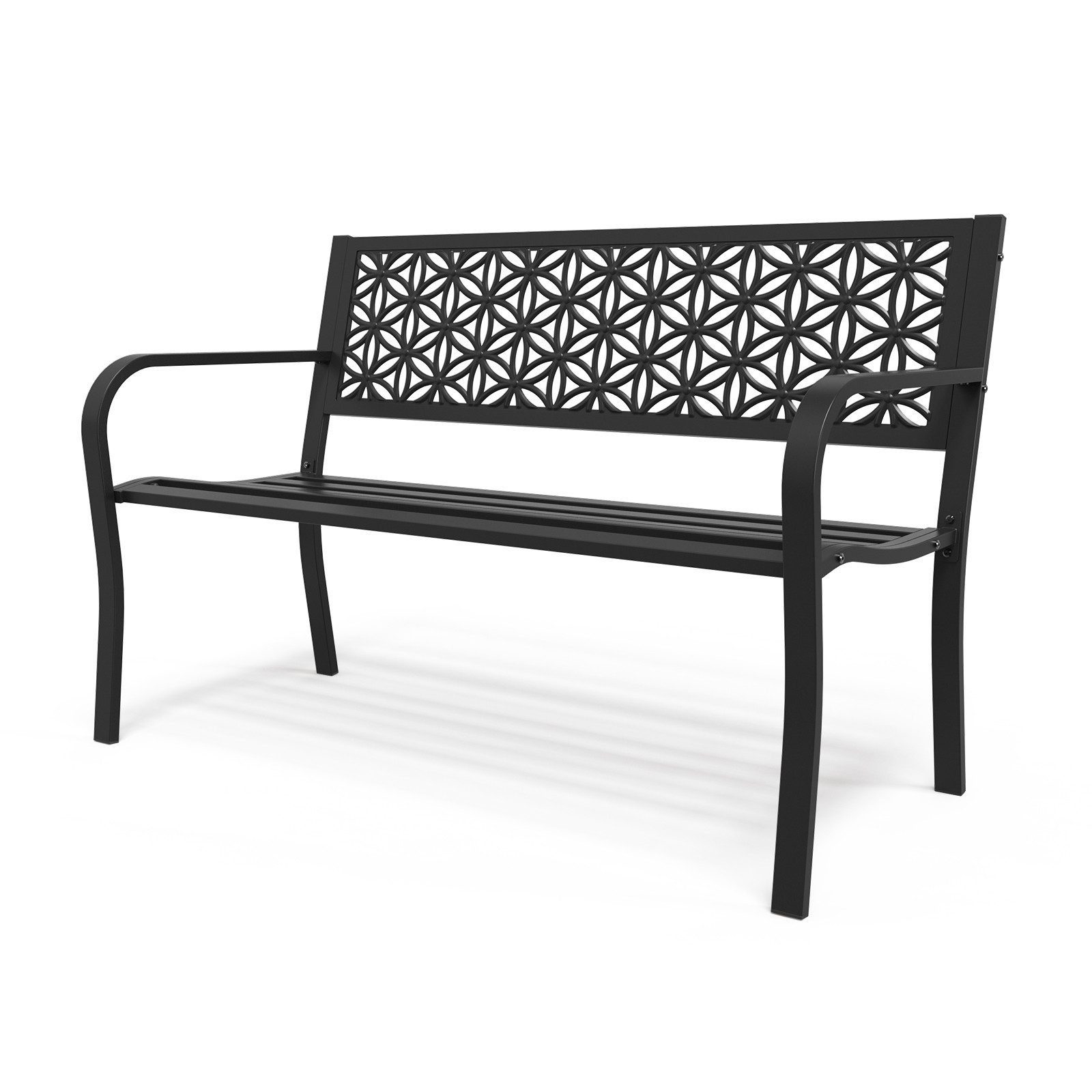 Bonnlo Gartenbank mit Rückenlehne, Metall Retro-Stil, 2-3 Sitzer, Schwarz (1-St), Wetterfest und rostbeständig
