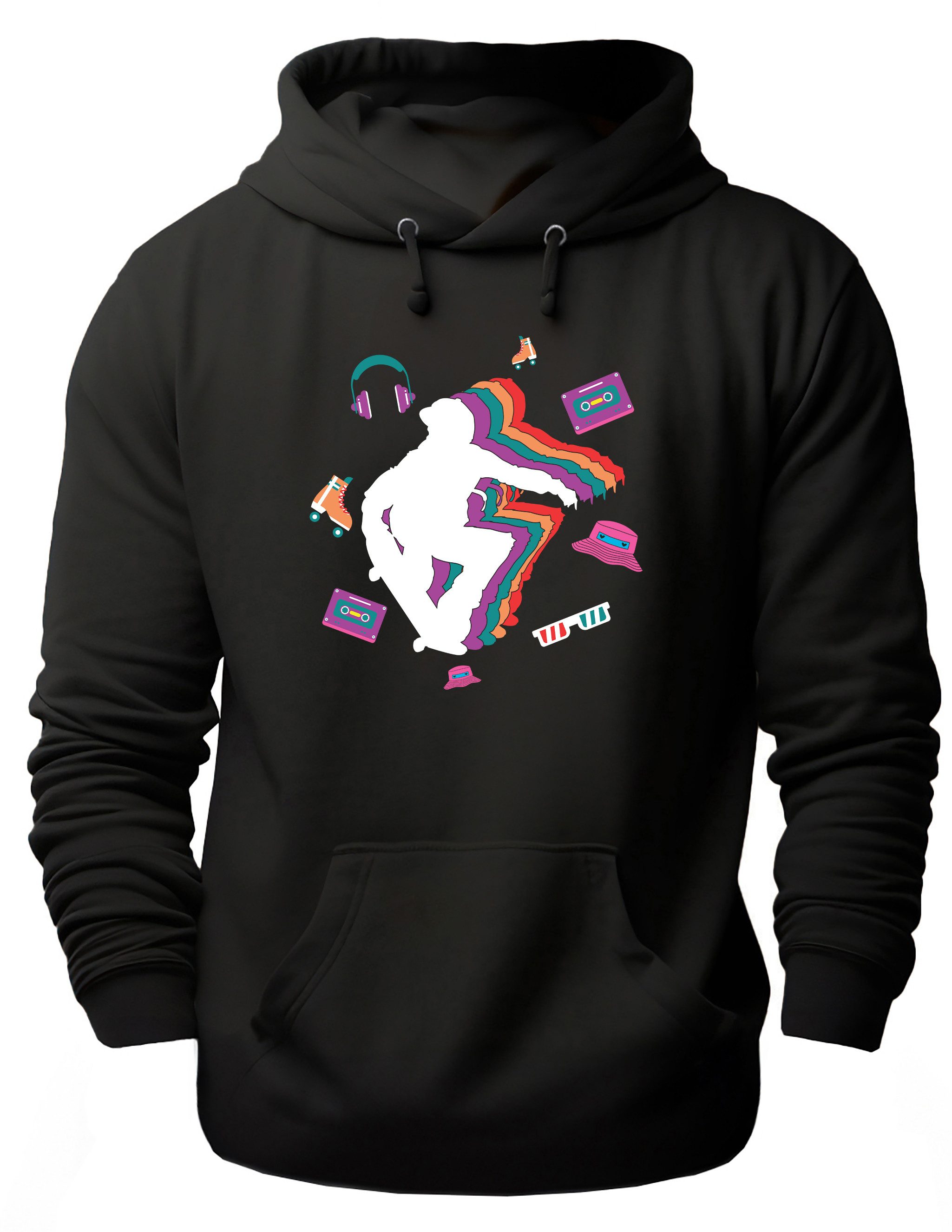 MyDesign24 Hoodie Damen und Herren Kapuzensweater - 90er Jahre Skater Skater Pullover i521