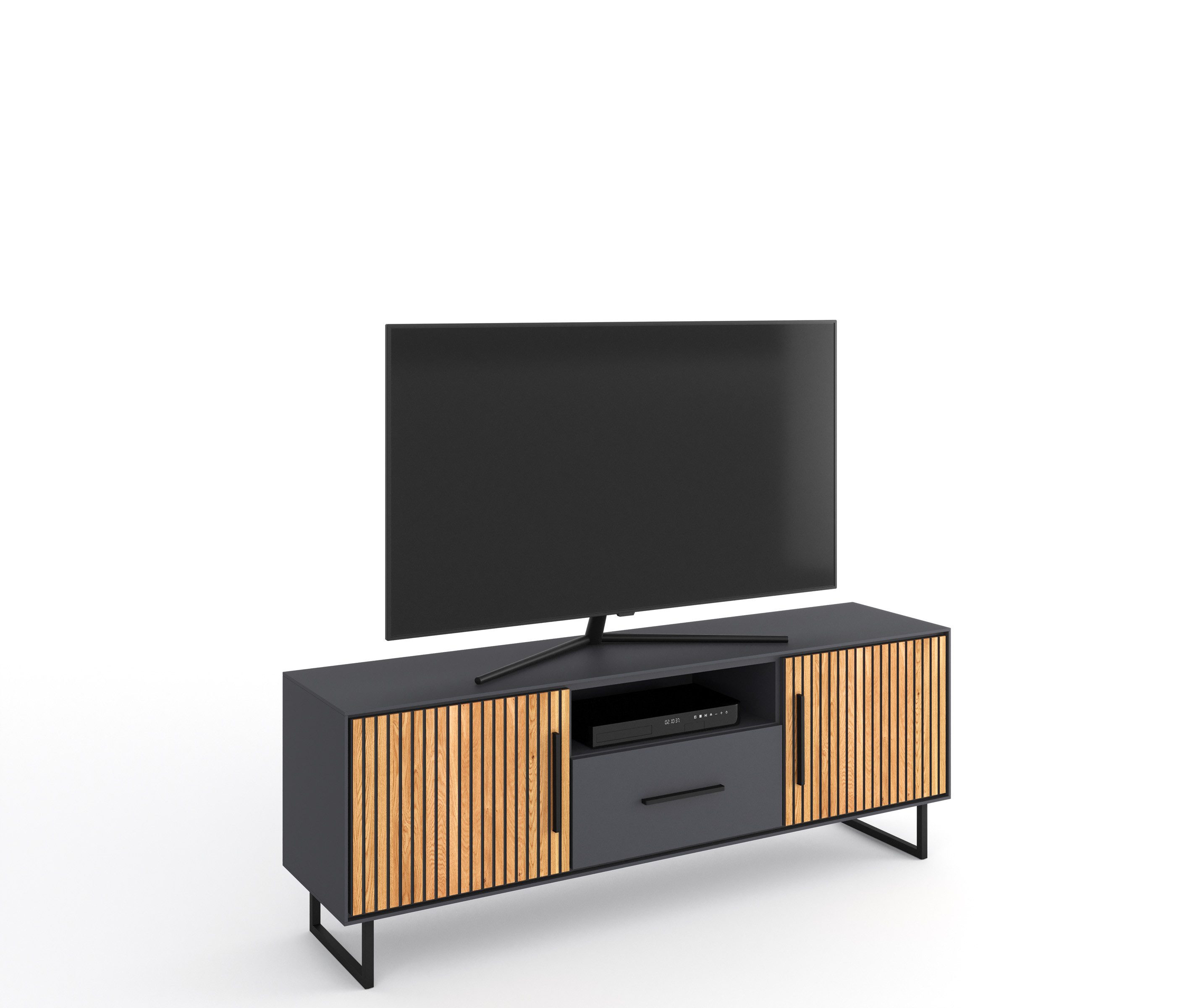 ELFO Lowboard in Eiche / anthrazit, Eiche teilmassiv - 185x53x45cm (BxHxT)