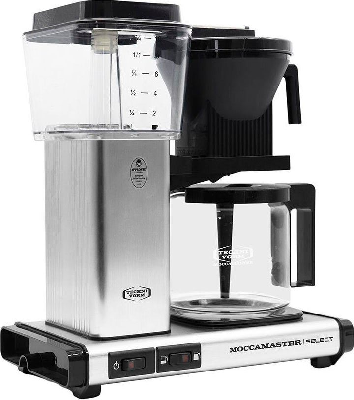 Moccamaster Filterkaffeemaschine KBG Select brushed, Papierfilter 1x4 1,25l Kaffeekanne