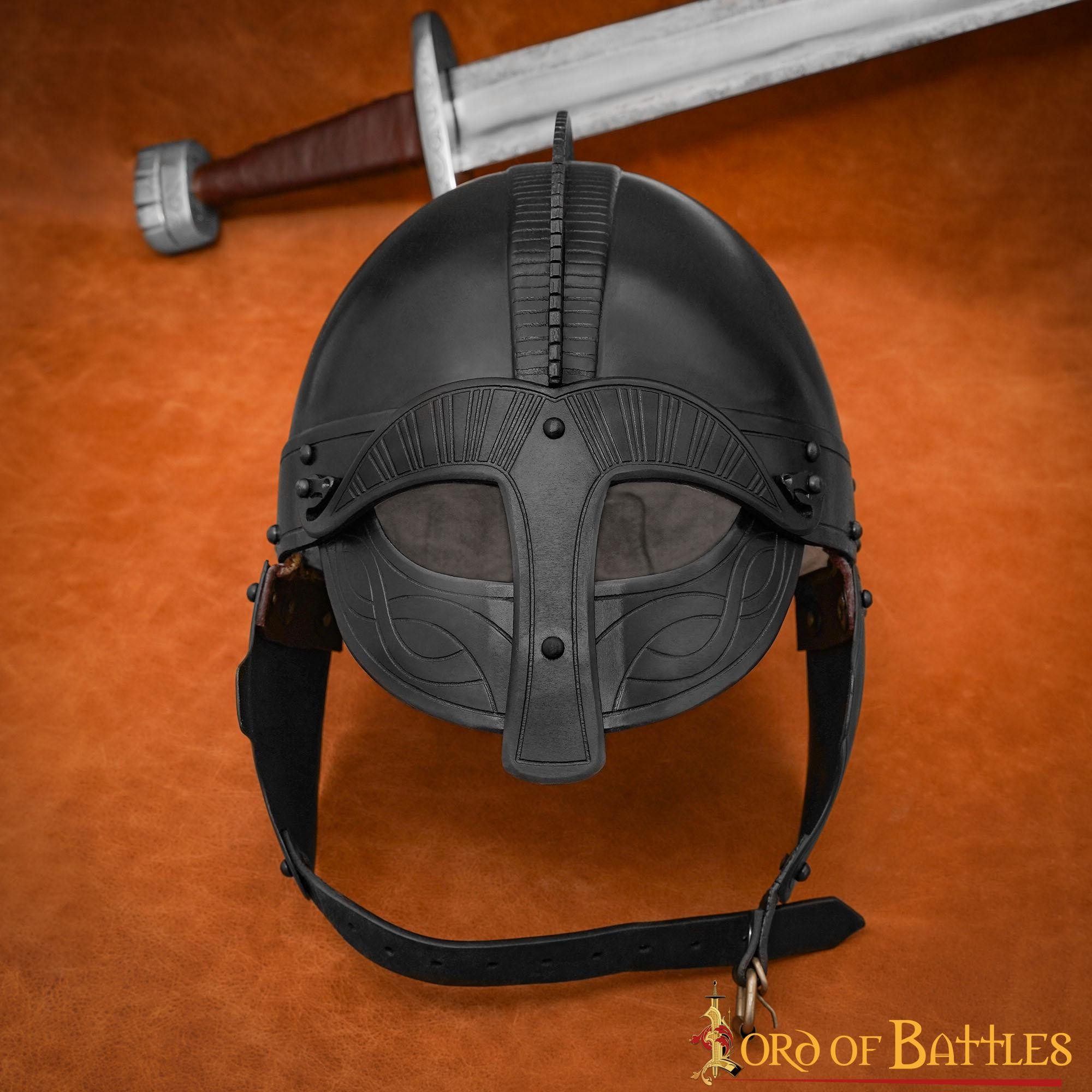Lord Of Battles Wikinger-Kostüm Wikingerhelm Geschwärzt Gepolsterten Liner 16 Gauge (1,6 mm)