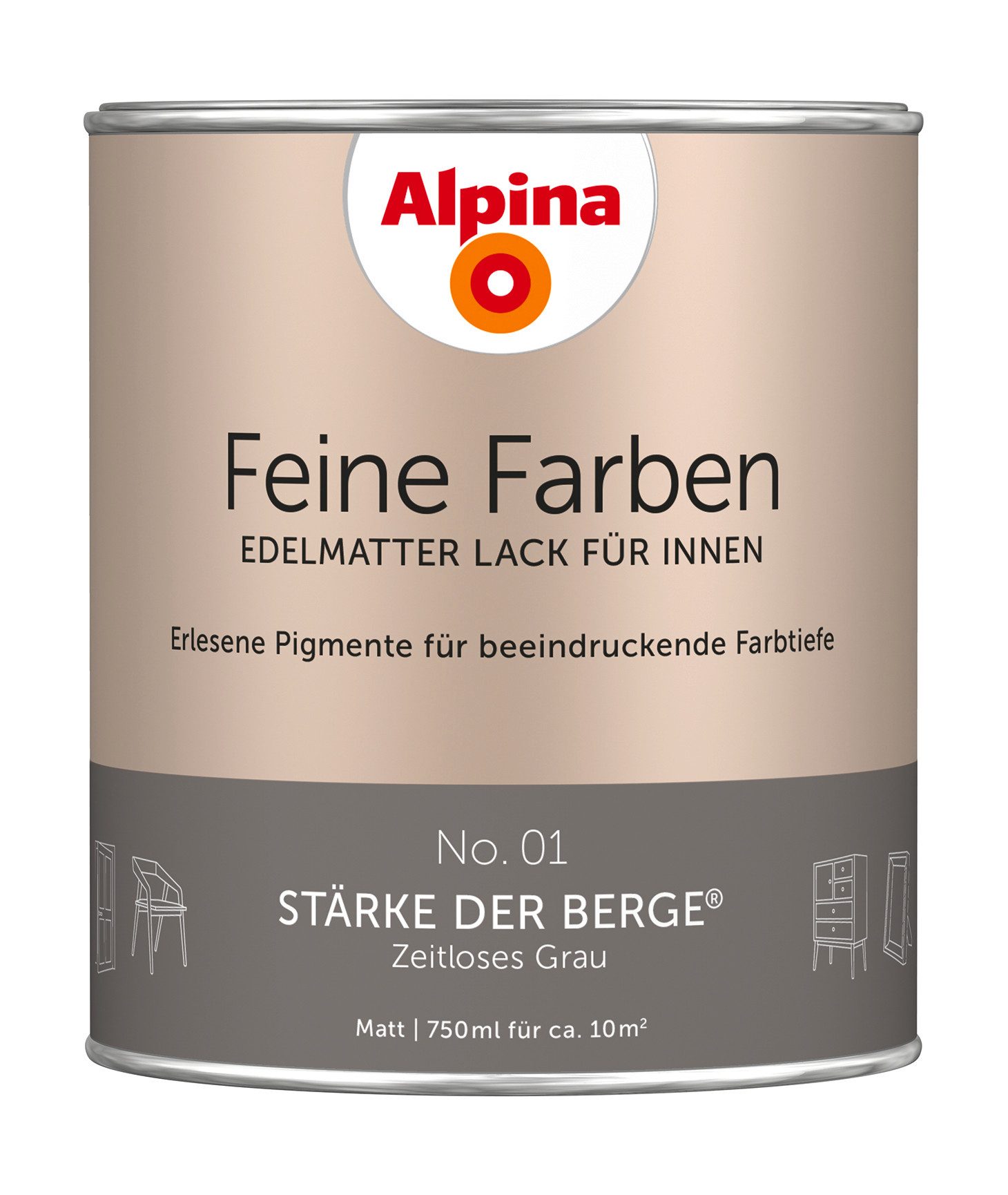Alpina Lack Alpina Feine Farben Lack edelmatt 750ml - Farbfamilie Taupe