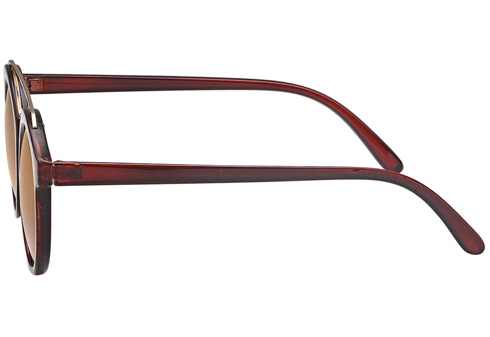 braunen Braun Linsen Designer Eyewear Deppelsteg Unisex Retrosonnenbrille mit Sonnenbrille BEZLIT (1-St) Braun
