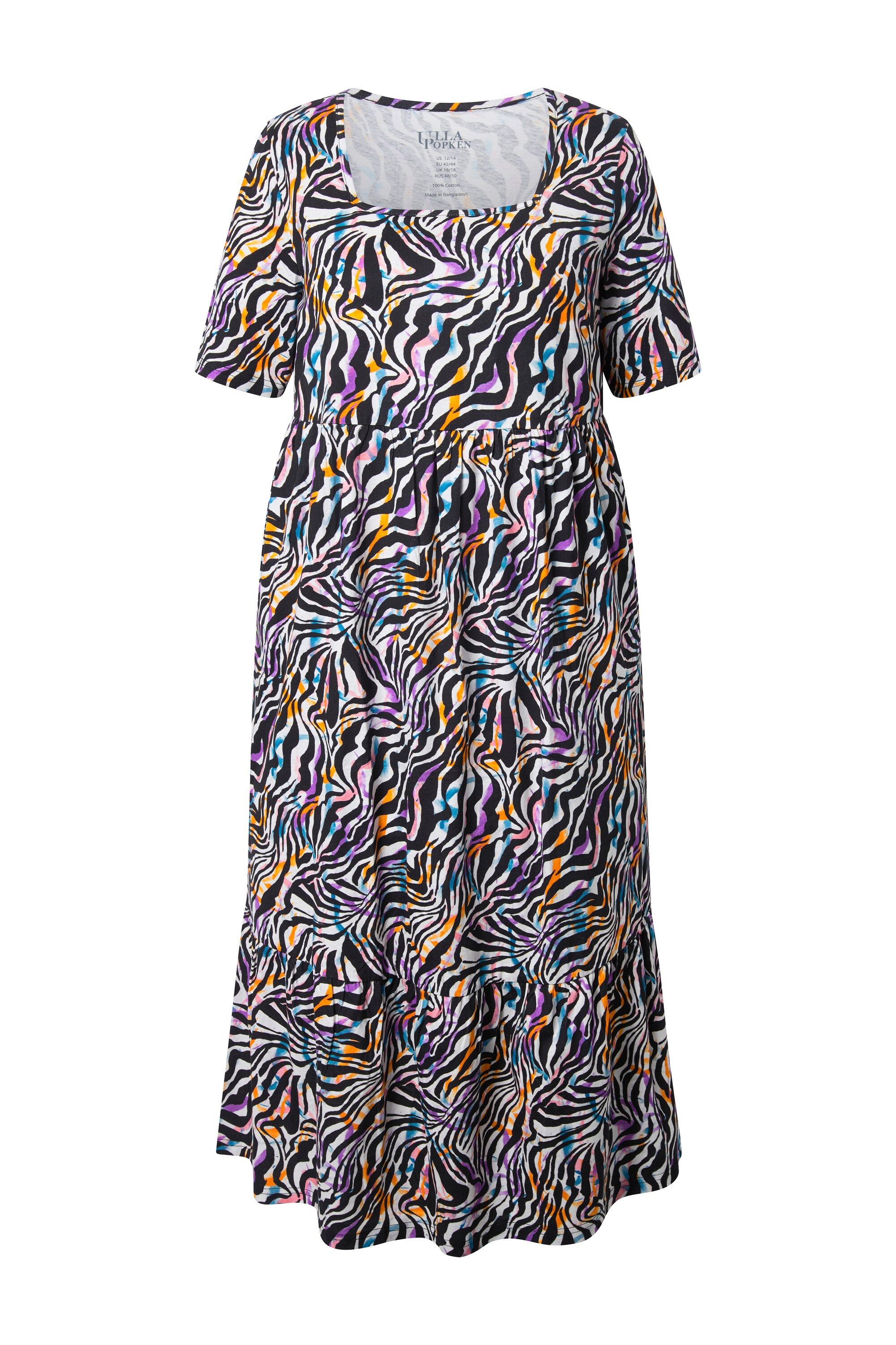 Maxikleid Maxikleid Animal A-Linie Carré-Ausschnitt Halbarm