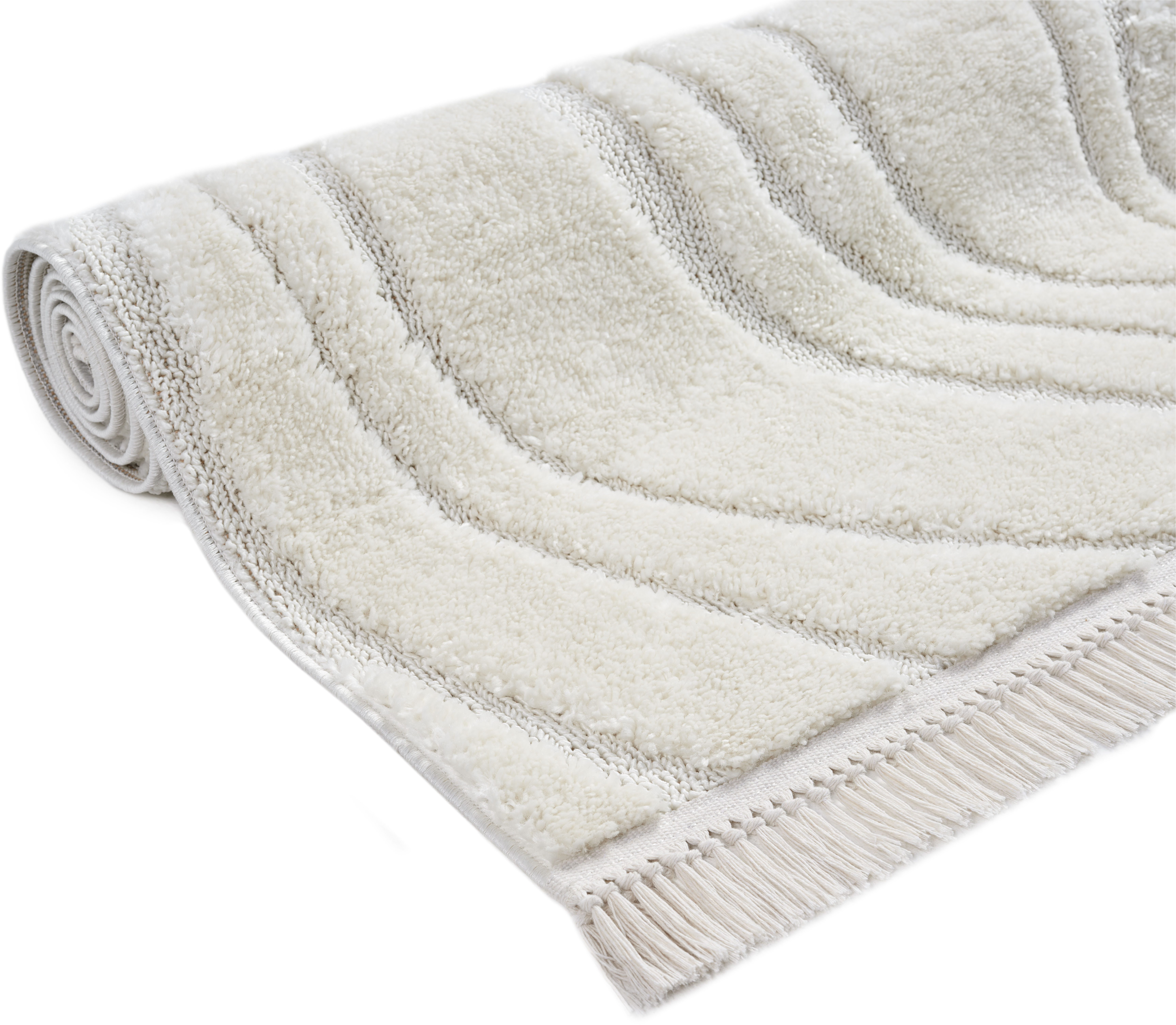 homsy by Ana Johnson Teppich Waavy mit Fransen, Wellen Design, rechteckig, Höhe: 20 mm, Boho, 3D Optik, Scandi, Hoch-Tief, Wohnzimmer, Schlafzimmer – Bild 4 von 5