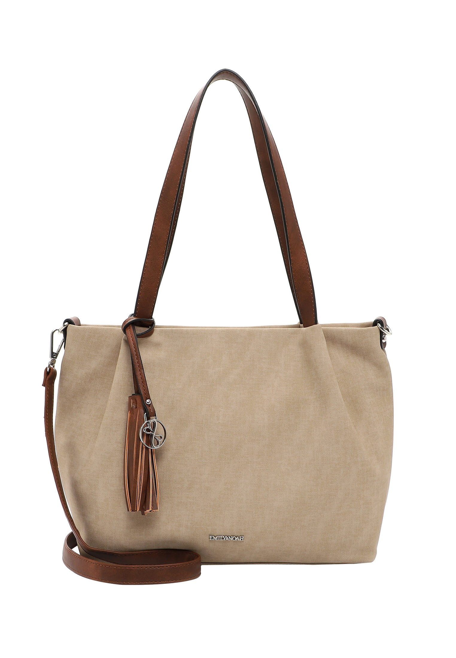 Emily & Noah Damen Handtasche 'Eleanor' – Shopper Mit Bommel, Abnehmbarer Innentasche & Verstellbarem Gurt, Schwarz