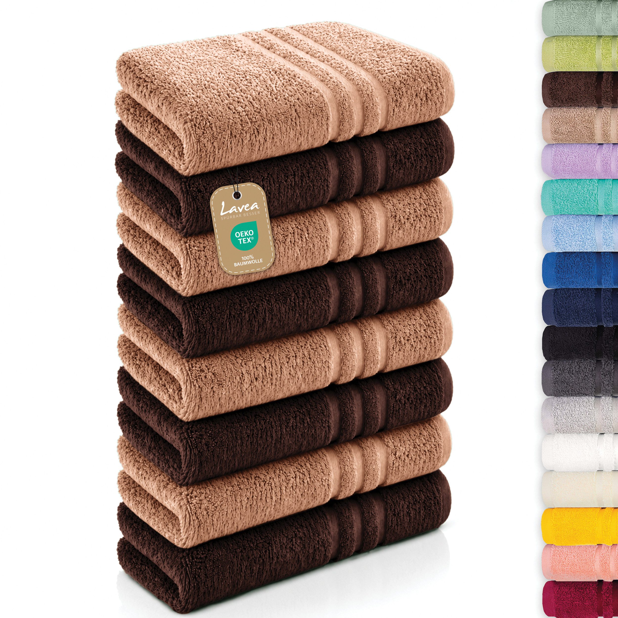 Lavea Handtücher 8er Handtuch Set 50x100 cm, Sporthandtuch, Badetuch, (Frottierserie Elena), Saugstarke & weiche Gästetücher, Handtuch Set