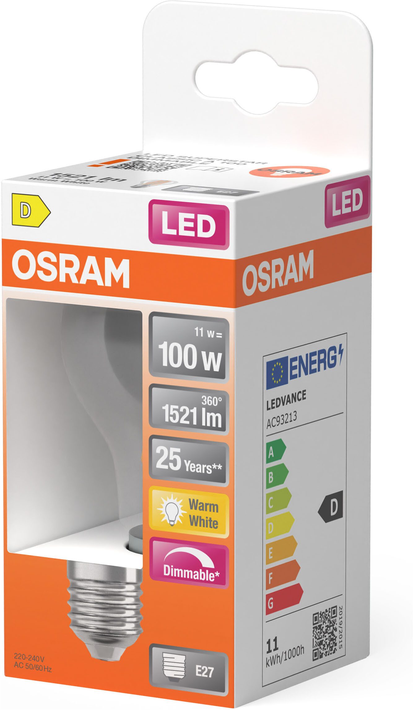 Osram LED-Leuchtmittel LED-Lampe Classic, E27, 1 St., Warmweiß